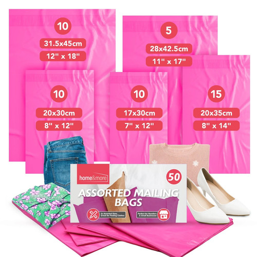 Pink mailing bags mixed - 50,